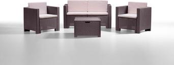 Set da giardino Salotto da giardino Salottino da esterno completo 4 pezzi: Divano, 2 Poltrone e Tavolino colore Marrone - Capri