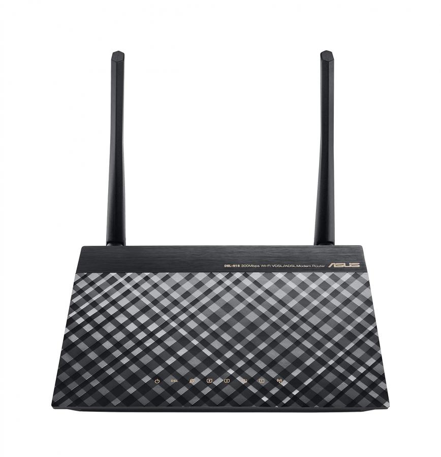 Asus DSL-N16 Modem Router Wireless VDSL/ADSL 300 Mbps, 4 Porte Ethernet Fast, 1 Porta WAN Nero 19 x 23.5 x 3.5 cm