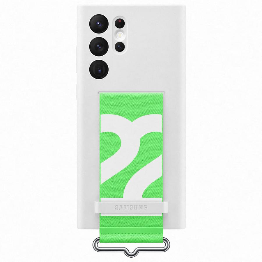 Samsung Silicone Cover con Strap per Galaxy S22 Ultra Bianco