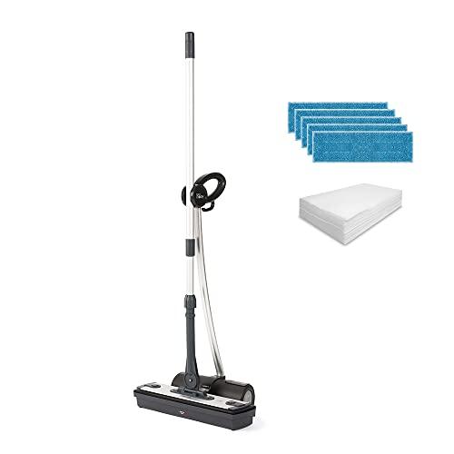 Polti Moppy Black Premium Lavapavimenti a Vapore Cordless, Extra Dotazione Panni, per Tutti i Pavimenti e Le Superfici Verticali Lavabili, rimuove ed elimina il 99,9%* di virus, germi e batteri
