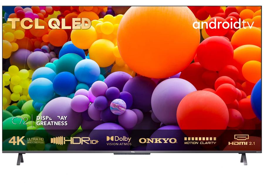 TCL 55C721, Smart Android TV 55 Pollici, QLED TV, 4K Ultra HD con Audio
