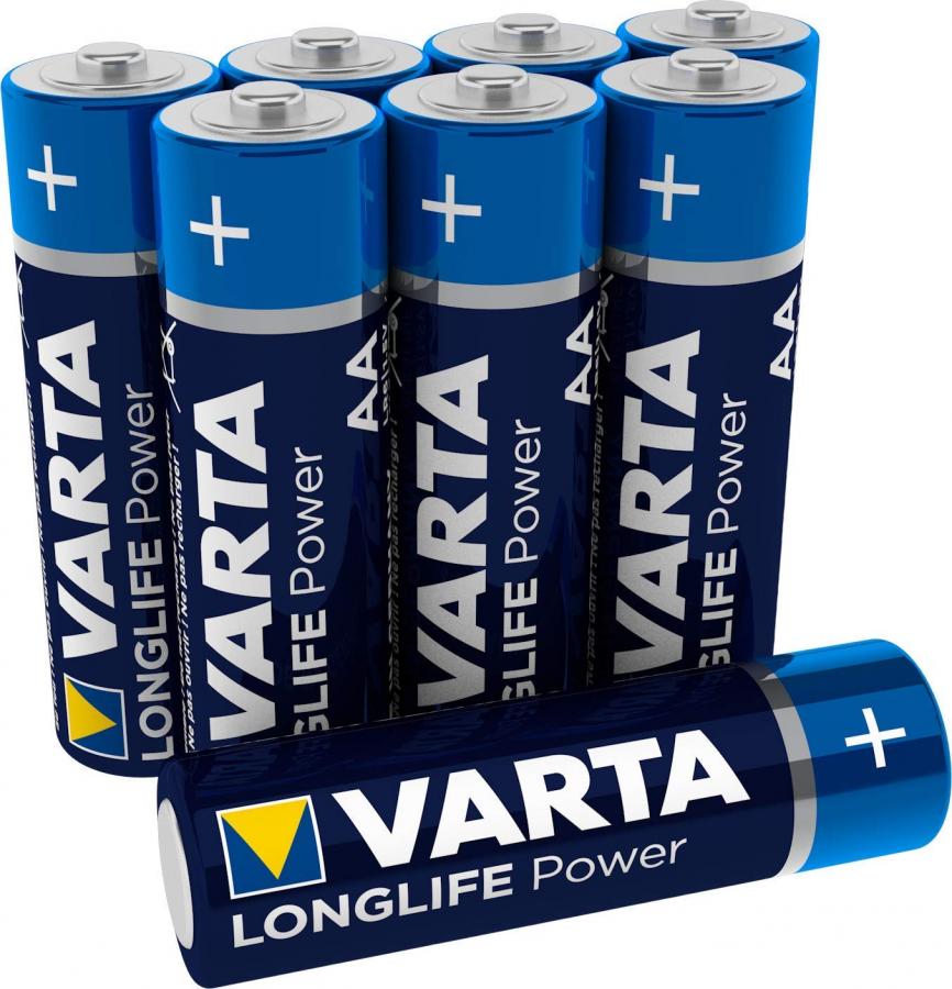 Varta Longlife Power AA Mignon Batteria LR06 (pacco da 8) Batteria alcalina - Made in Germany - Ideali per giocattoli, torce, controller e altri dispositivi a batteria