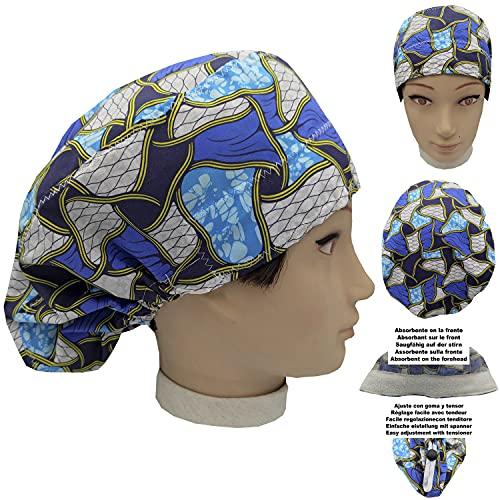 Cuffie Chirurgiche Donna AFRICA BLU per Capelli Lunghi Asciugamano  assorbente sulla fronte facilmente regolabile medico Infermiera Chirurgo  Dentista Veterinario cucinare
