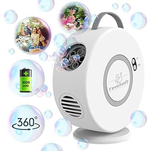 Macchina per Bolle, Bolle di Sapone Automatica con Funzione di Rotazione 90° 360° Rotation, Macchina Spara Bolle di Sapone con cavo USB,4000 Bolle al Minuto, per le Feste, Matrimonio, Picnic