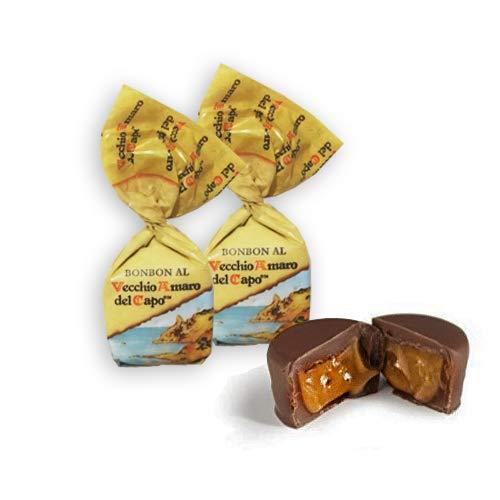 BONBON DI CIOCCOLATO AL VECCHIO AMARO DEL CAPO MARSUPIO 1KG Caffo Praline di cioccolato fondente ripiene con crema al gusto di Vecchio Amaro del Capo