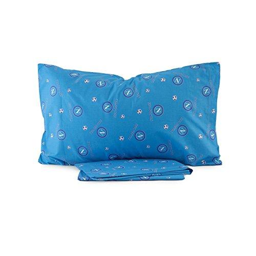 Lenzuola SSC Napoli completo Ufficiale per letto Singolo con scudetto N840 AZZURRO