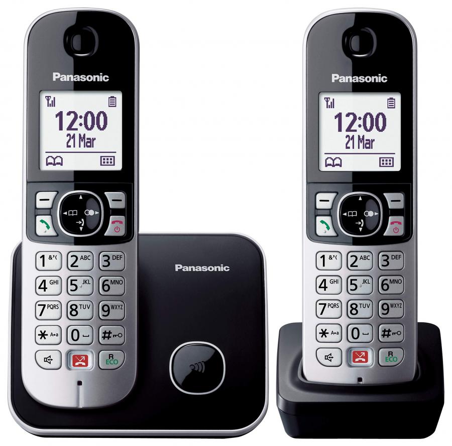 Panasonic KX-TG6852JTB Telefono Cordless DECT Doppio (Twin Pack), Schermo LCD 1.8