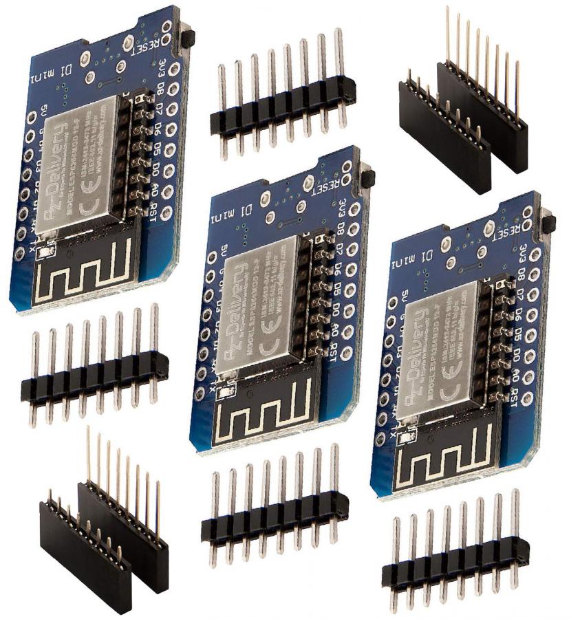 AZDelivery 3 x D1 Mini NodeMcu ESP8266-12F: Kit di Sviluppo WiFi con E-Book