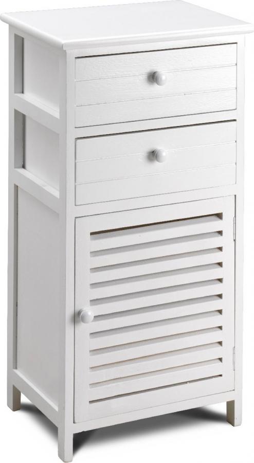 Mobiletto 2 cassetti 1 anta 40 x 29 x 78 h cm Legno Paulonia colore Bianco - C656896