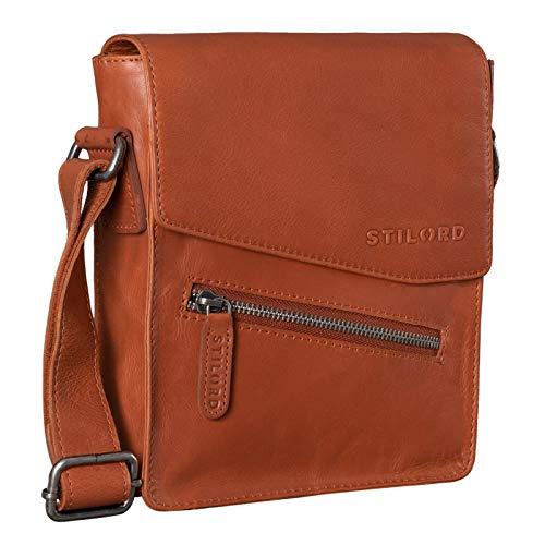 STILORD 'Ryan' Messenger Bag Uomo Pelle Borsa a Tracolla Vintage Leather Borsetta Piccola Elegante Borsello Vintage per iPad da 9.7 Pollici Cuoio 