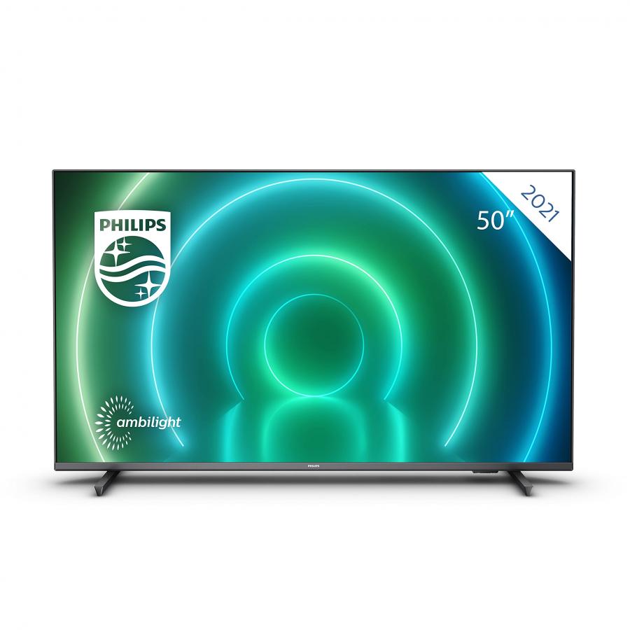Philips 50PUS7906/12 TV LED Android da 50 pollici, Smart TV 4K con Ambilight, Immagini HDR Nitide, Dolby Vision Cinematografico e Suono Atmos, Compatibile con Google Assistant e Alexa, Colore Nero