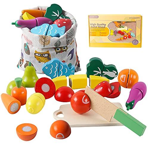 HVDHYY Giochi in Legno Taglio Frutta e Verdura - Set Cucina per Bambini