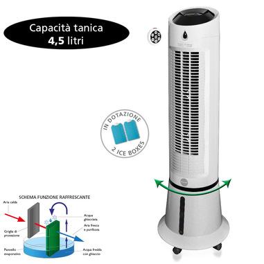 Macom Breeze Tower Ventilatore Raffrescatore evaporativo a torretta oscillante Telecomando incluso
