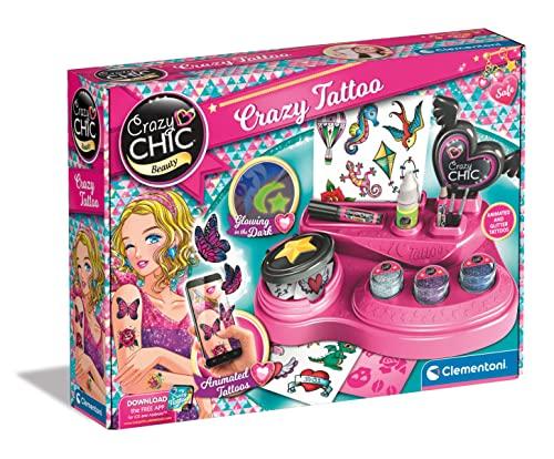 Clementoni Chic-Crazy Kit Temporanei, Laboratorio Tattoo, Gioco Creativo Tatuaggi Bambini 6 Anni, Multicolore, 18733