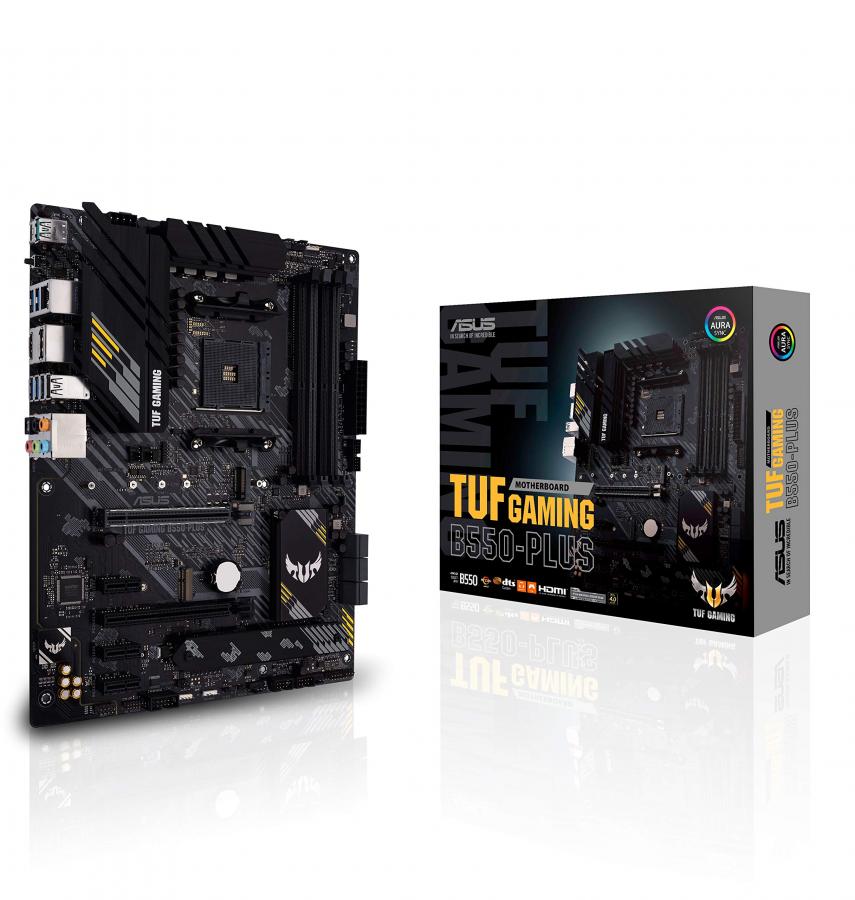 ASUS TUF GAMING B550-PLUS, Scheda Madre Gaming ATX AMD B550, PCIe 4.0, Doppio M.2, 10 Fasi di Alimentazione DrMOS, 2,5Gb Lan, HDMI, DP, USB 3.2 Gen 2 Type-A e Type-C, Aura Sync RGB