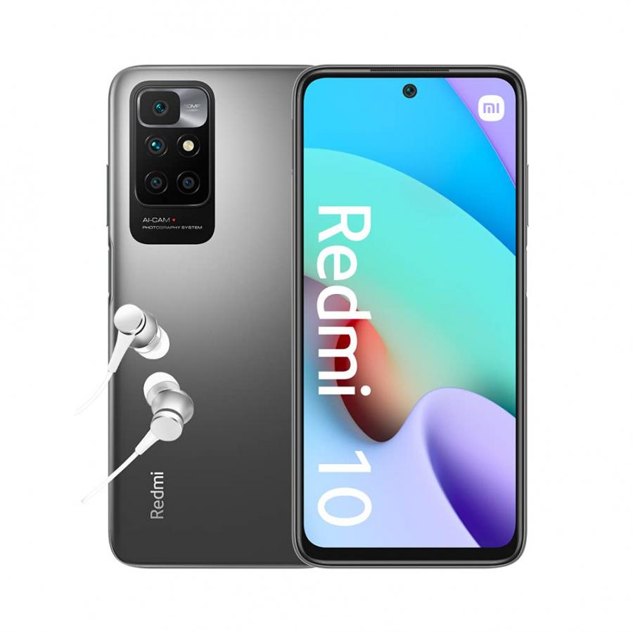 Xiaomi Redmi 10 - Smartphone 4+64GB, Display 6,5” FHD+ 90Hz, MediaTek Helio G88, quad camera AI 50MP, 5000mAh, Carbon Grey (Versione ITA + 2 anni garanzia)