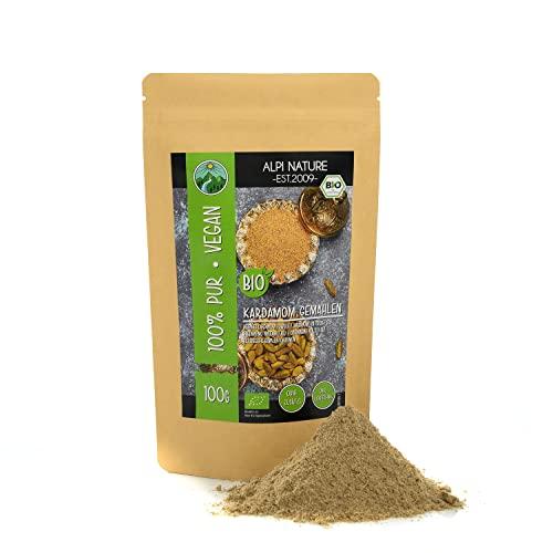Cardamomo biologico macinato (100g), cardamomo in polvere da agricoltura biologica, senza glutine, senza lattosio, testato in laboratorio, ovviamente senza additivi, cardamomo vegano in polvere