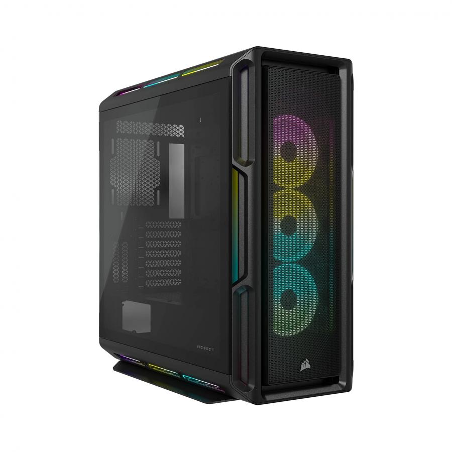 CORSAIR iCUE 5000T RGB, case Mid Tower ATX, 208 LED RGB regolabili singolarmente, spazio per più radiatori da 360mm, cablaggi facilitati, 3 ventole CORSAIR LL120 RGB e Commander CORE XT inclusi, nero