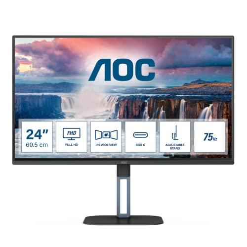 AOC 24V5C - Monitor FHD da 24 pollici con USB-C, Hub USB e Regolazione in Altezza