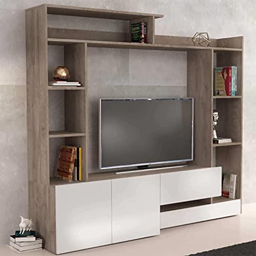 Milani Home s.r.l.s. Parete attrezzata Porta TV Soggiorno Moderna di Design 180x28/40x165 h