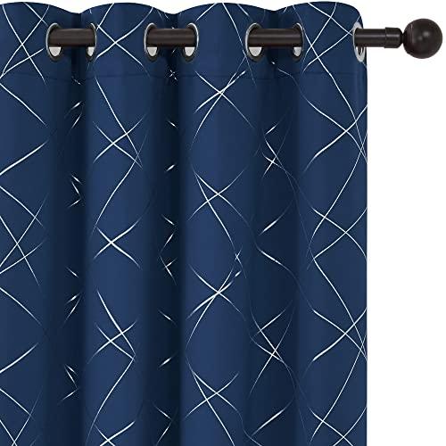 Brand Umi Tende Oscuranti Tessuto Argentate Isolamento Termico Moderne con Anelli per Camera da Letto 117x183cm Blu Navy 2 Pezzi 