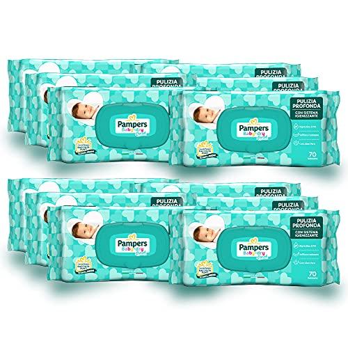 Pampers Baby Fresh Salviettine, Formula Idratante e Delicata che Ripristina il PH della Pelle, 12 Confezioni da 70 Pezzi, 840 Salviettine