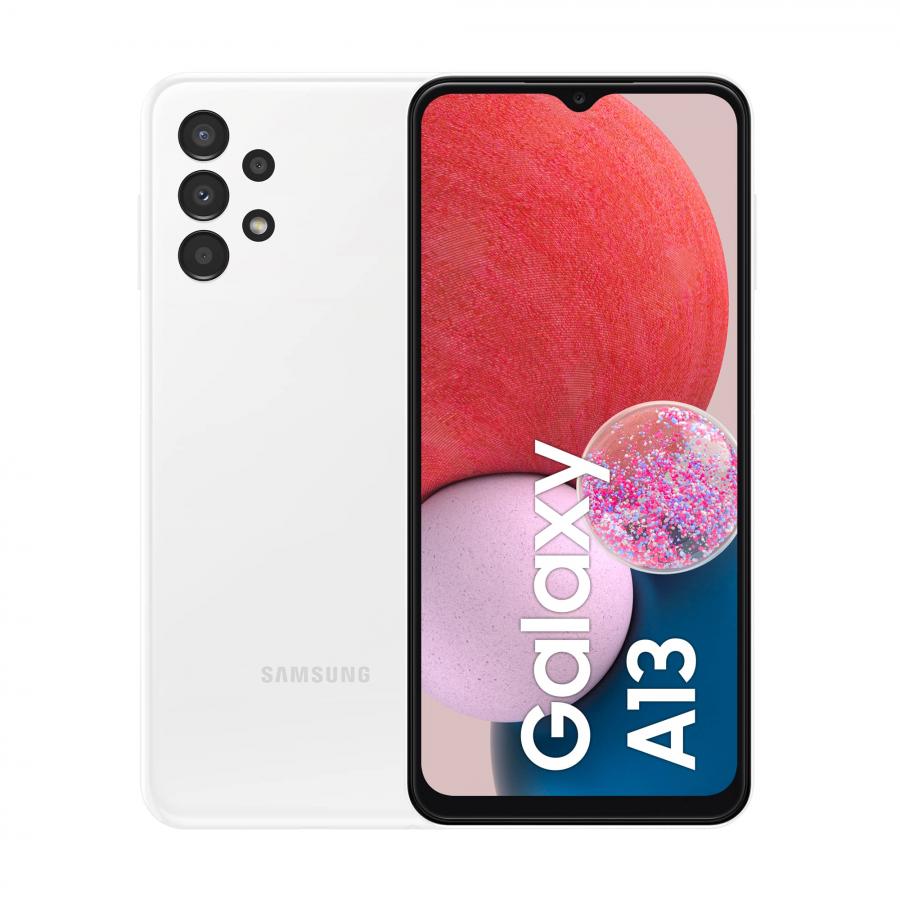 Samsung Galaxy A13 Smartphone Android, Processore Dual + Exa Core, Display Infinity-V da 6.6¹, Android 12, 3GB RAM, 32GB di Memoria interna espandibile² Batteria 5.000 mAh³, White [Versione italiana]