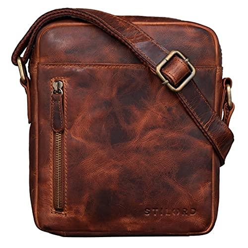 STILORD 'Ryan' Messenger Bag Uomo Pelle Borsa a Tracolla Vintage Leather Borsetta Piccola Elegante Borsello Vintage per iPad da 9.7 Pollici Cuoio 