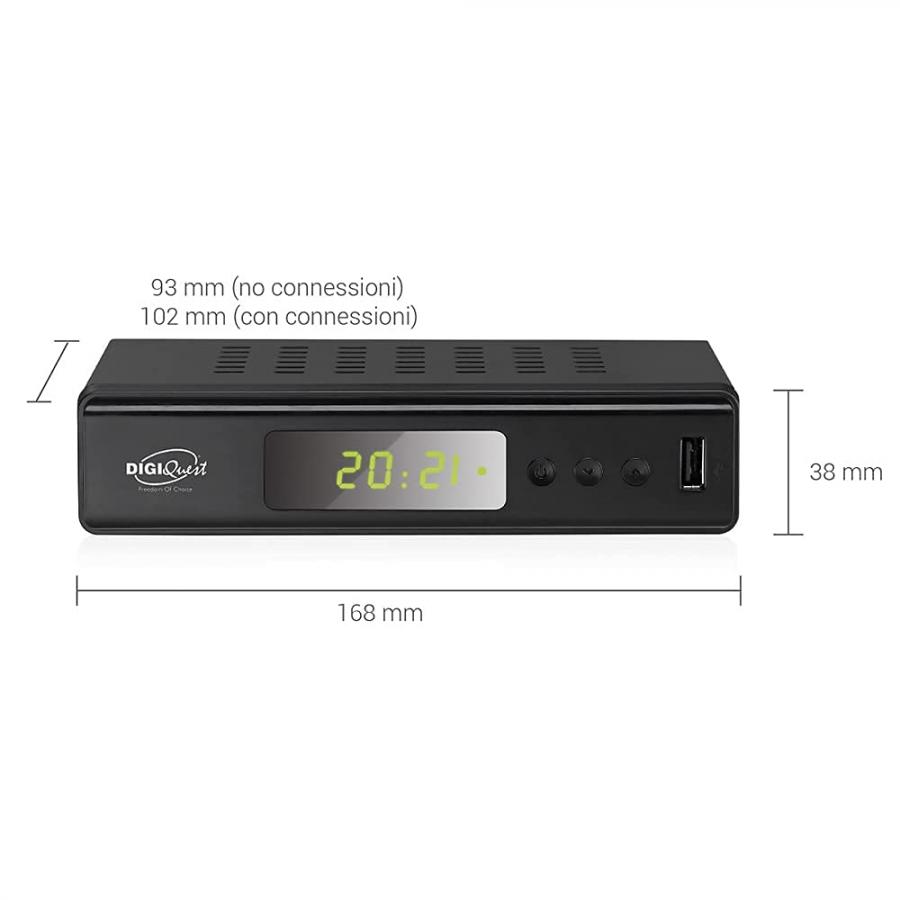 Digiquest Twin Tuner REC Design Slim Decoder Digitale Terrestre Full HD