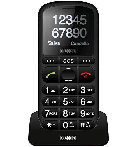 Saiet Pronto Max - Telefono Cellulare per Anziani, Nero