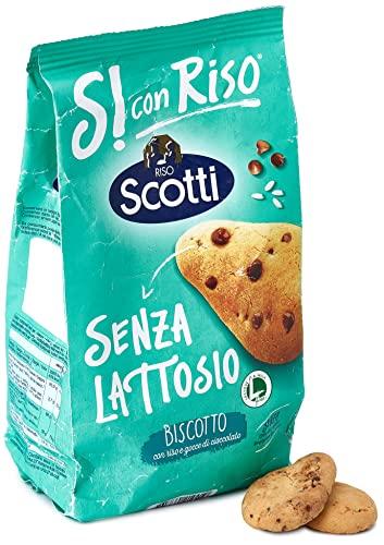 Si con Riso - Biscotti con Riso e Gocce di Cioccolato Senza Lattosio - Ideali per la Colazione, Senza Olio di Palma - 350 gr