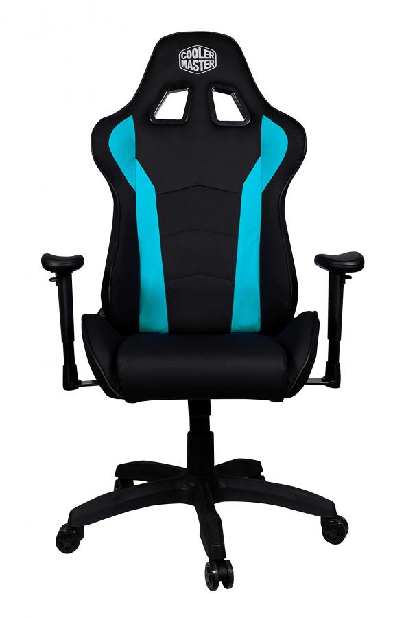 Cooler Master Caliber R1 Sedia Gaming Ergonomica, Sedia da Ufficio per Gamer con Braccioli Regolabili, Cuscini Lombari e per Collo, Pelle PU Sintetica Traspirante, Carico Fino a 150 kg - Blu / Nero