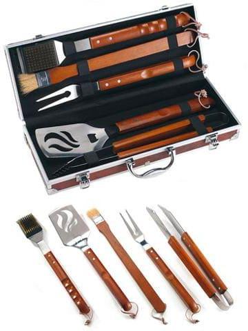 Set per barbecue 5 pezzi in Acciaio Inox e Legno Dimensioni 43 cm - 05430