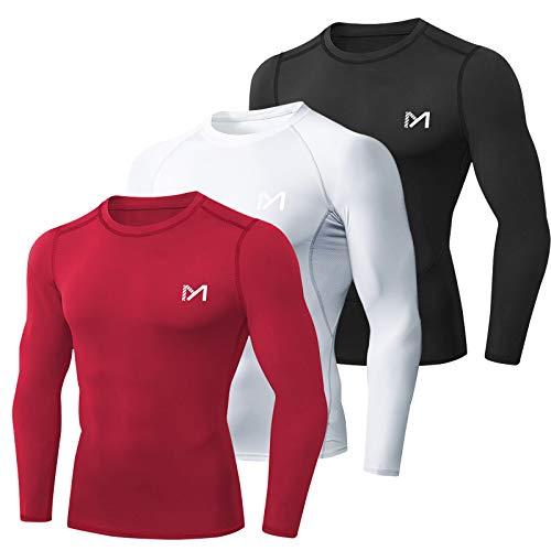 MEETYOO Maglia Compressione Uomo Maglietta Maniche Lunghe T Shirt Sportiva Maglie per Corsa Gym Fitness 
