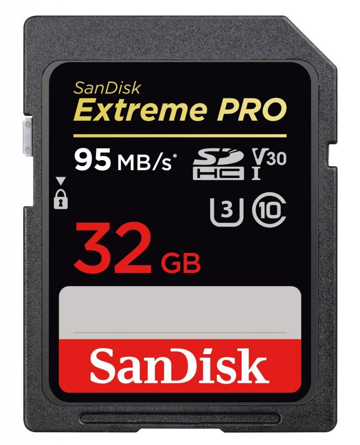 SanDisk Extreme PRO, Scheda di memoria SDHC da 32 GB fino a 95 MB/s, UHS-1, Classe 10, U3, V30