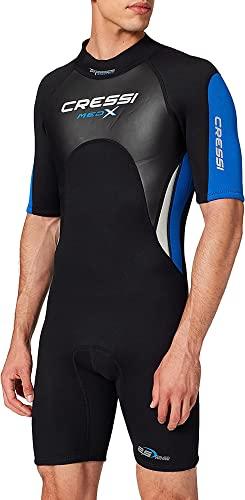 Cressi Med X Man, Muta Shorty in Neoprene Bifoderato 2.5 mm High Stretch Uomo, Nero/Blu/Silver