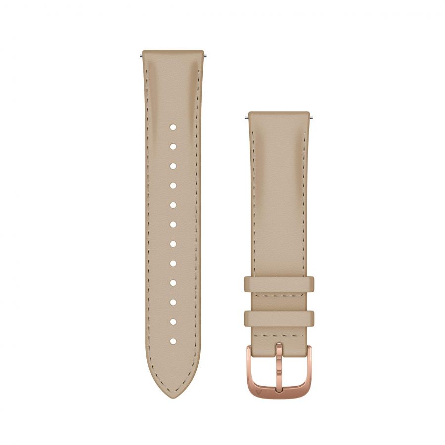 Garmin Viomove Bracciale, Lussuoso, 20 mm, Pelle Italiana Beige Chiaro, Fibbia Oro Rosa