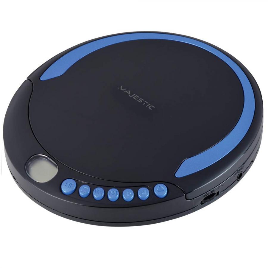 Majestic DM 1550 MP3 - Lettore CD/MP3 Portatile con Antishock, Cuffie, Nero/Blu