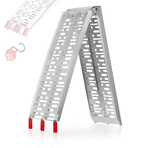 Jago® Rampa di Carico - Set da 1 o 2, Pieghevole, in Alluminio, Carico Massimo 340kg per Rampa, 227x30 cm, Portatile - Rampa di Accesso per Moto, Scooter, Quad, Trattorino, Furgone, Carrello (1 Rampa)