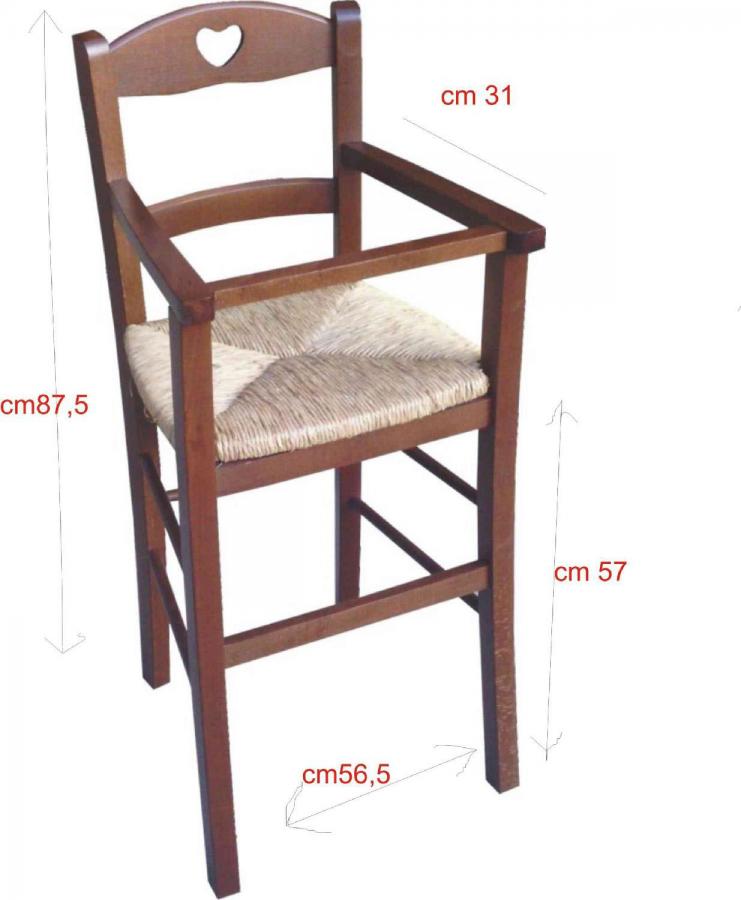 Seggiolone Bimbo con Protezione Sedile Paglia Noce - D920