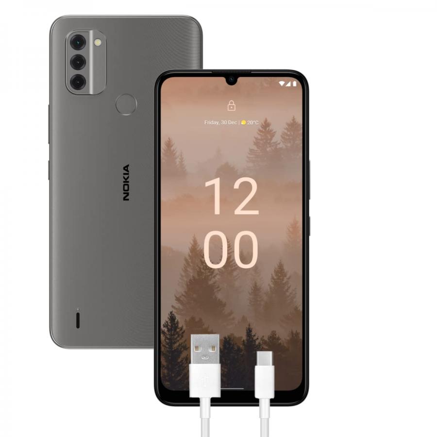 Nokia C31 Smartphone 4G 64GB, 4GB RAM, Tripla Camera 13 Mp, Display HD+ da 6.74″, Android 12, Batteria da 5050 mAh, Dual Sim, Charcoal, Versione con Cavo USB Type-C Aggiuntivo 1m
