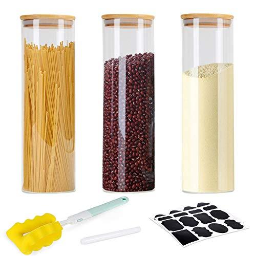 0.3/0.5/1/2.1L Vetro Borosilicato GoMaihe 6 PCS Barattoli di Vetro Barattolo Cucina Contenitori Alimentari con Coperchio di A Tenuta dAria bambù Contenitore Ermetico per Alimenti Pasta caffè 