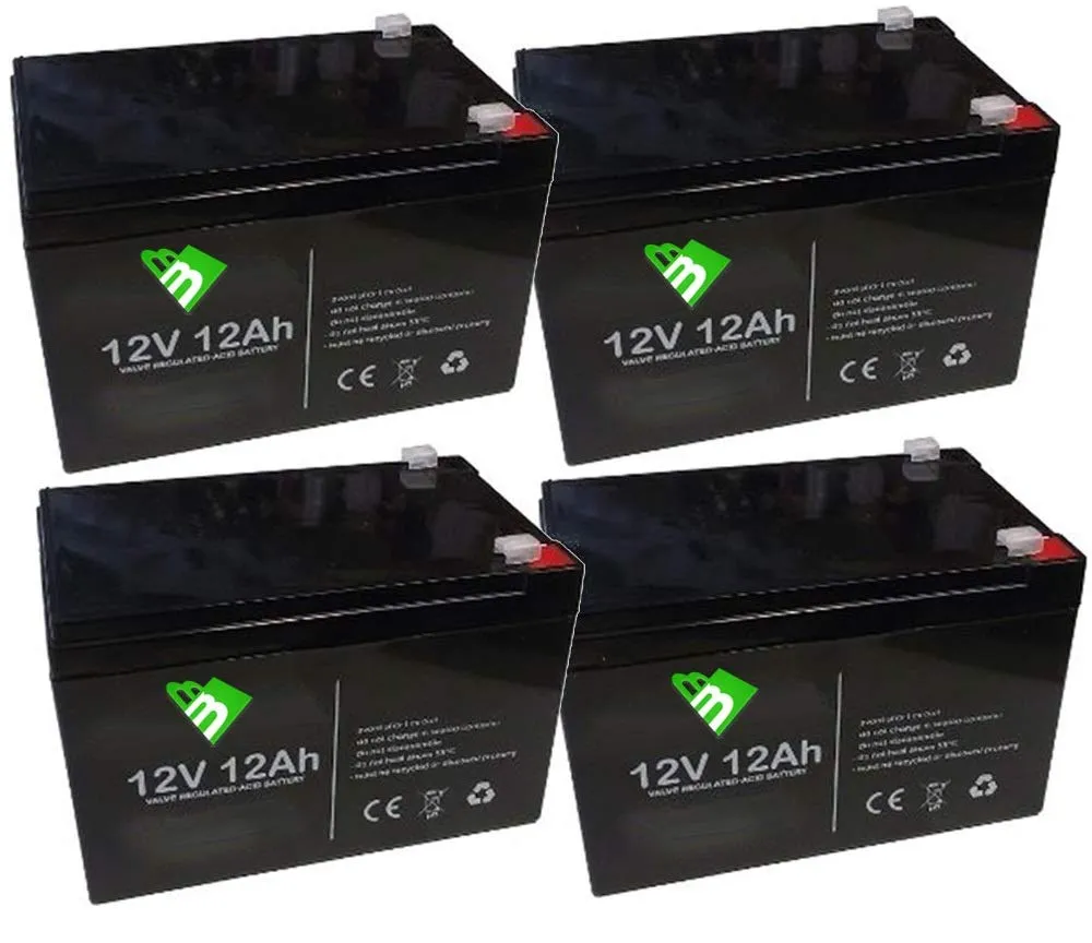 Kit 4x Batterie al Piombo Ciclica 12V 12Ah per Bici Elettriche 48V