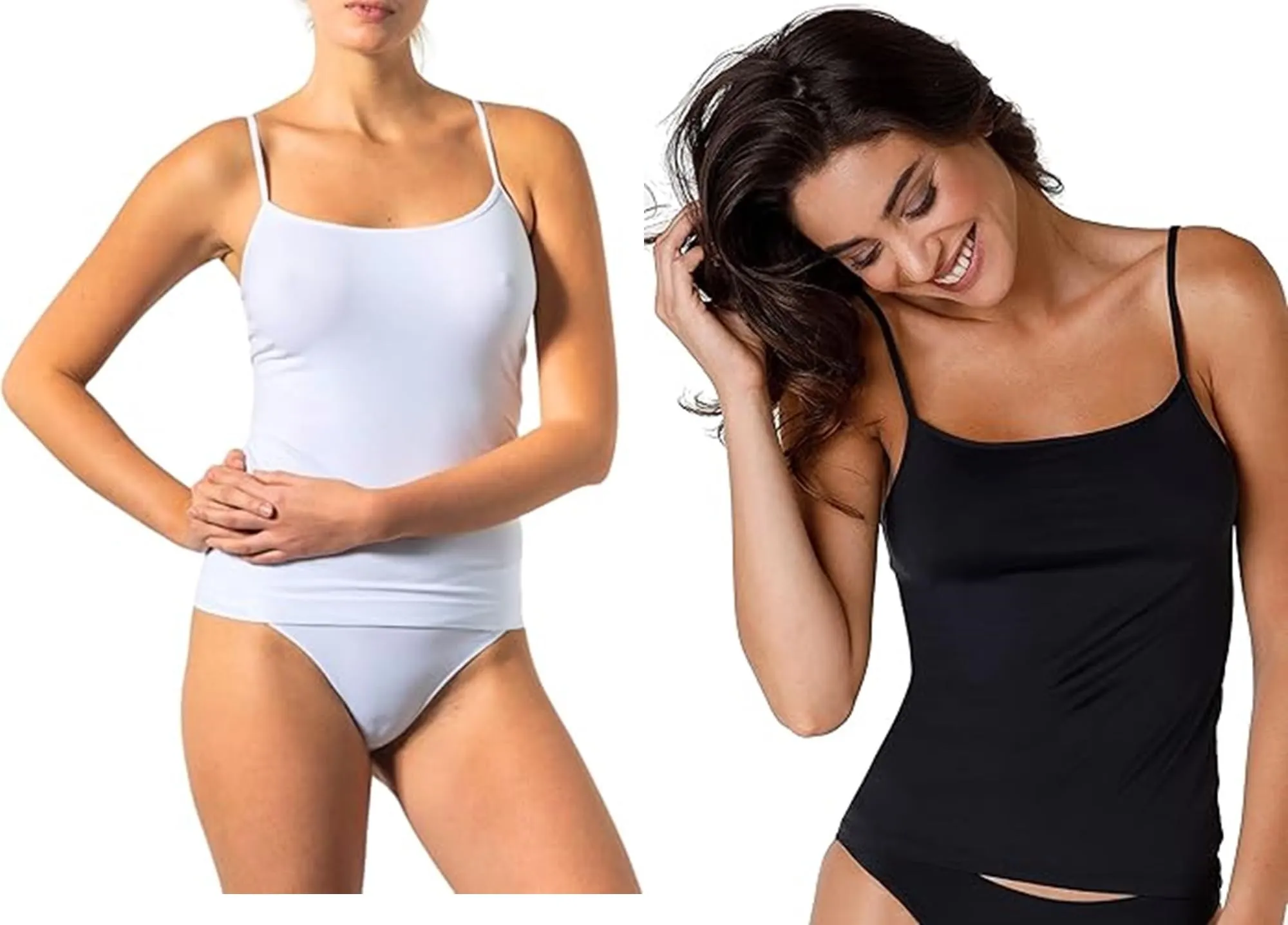 2 Canotte Intime Donna Spalla Stretta in Morbida Microfibra Senza Cuciture