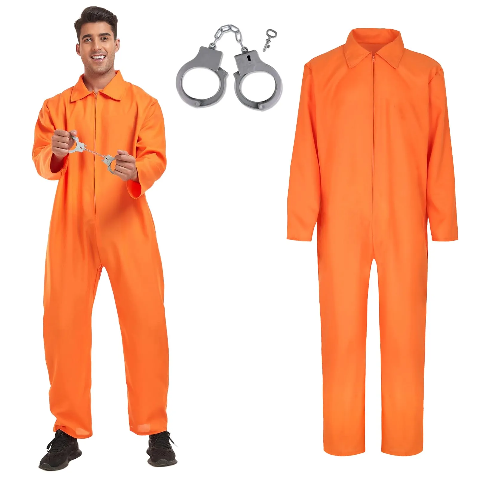 Costume da Carcerato Arancione con Manette