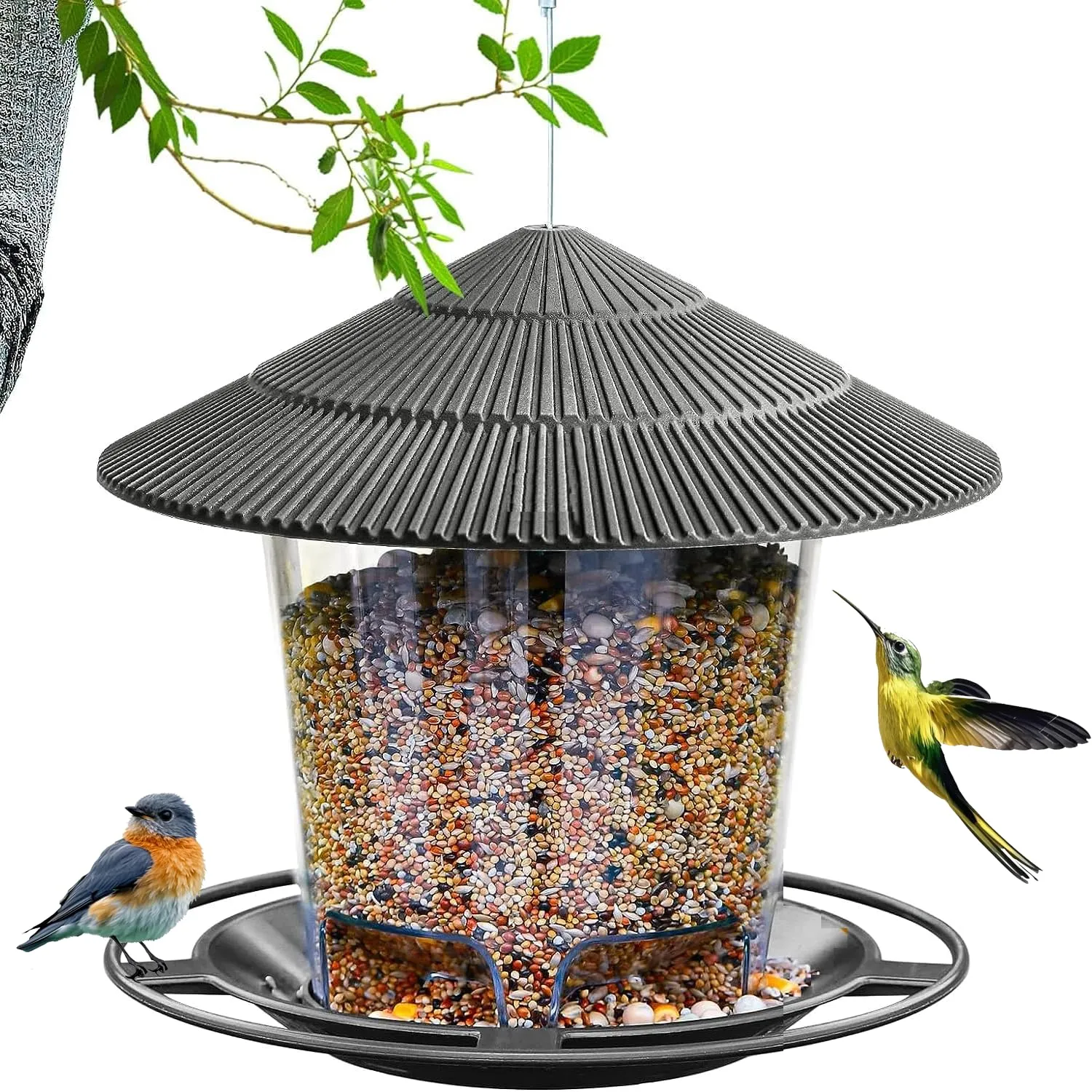 Mangiatoia per Uccelli da Esterno TOOSOAR Grigia - Casetta Appesa per il Tuo Giardino