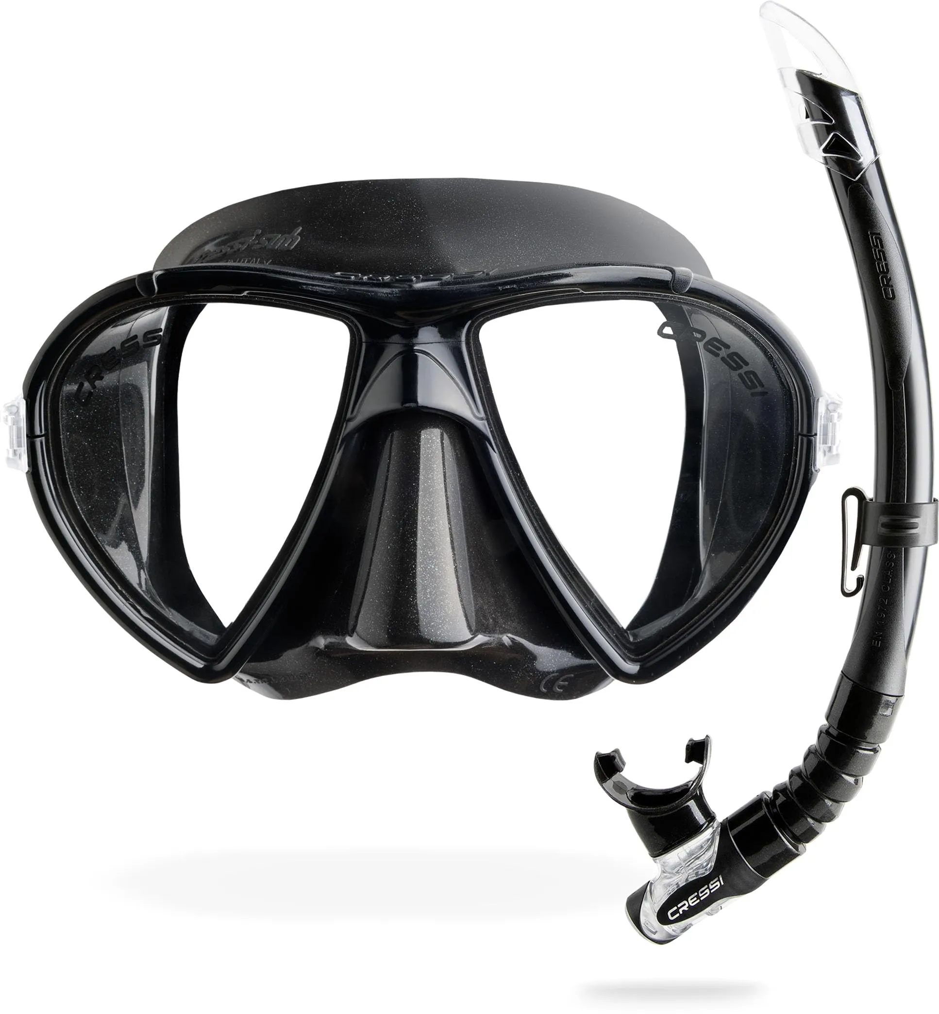 CRESSI Ocean + Gamma Combo Nero/Nero - Set Maschera e Snorkel per Immersioni e Snorkeling