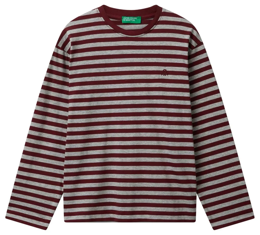 United Colors of Benetton T-Shirt a Maniche Lunghe Rigata per Bambino
