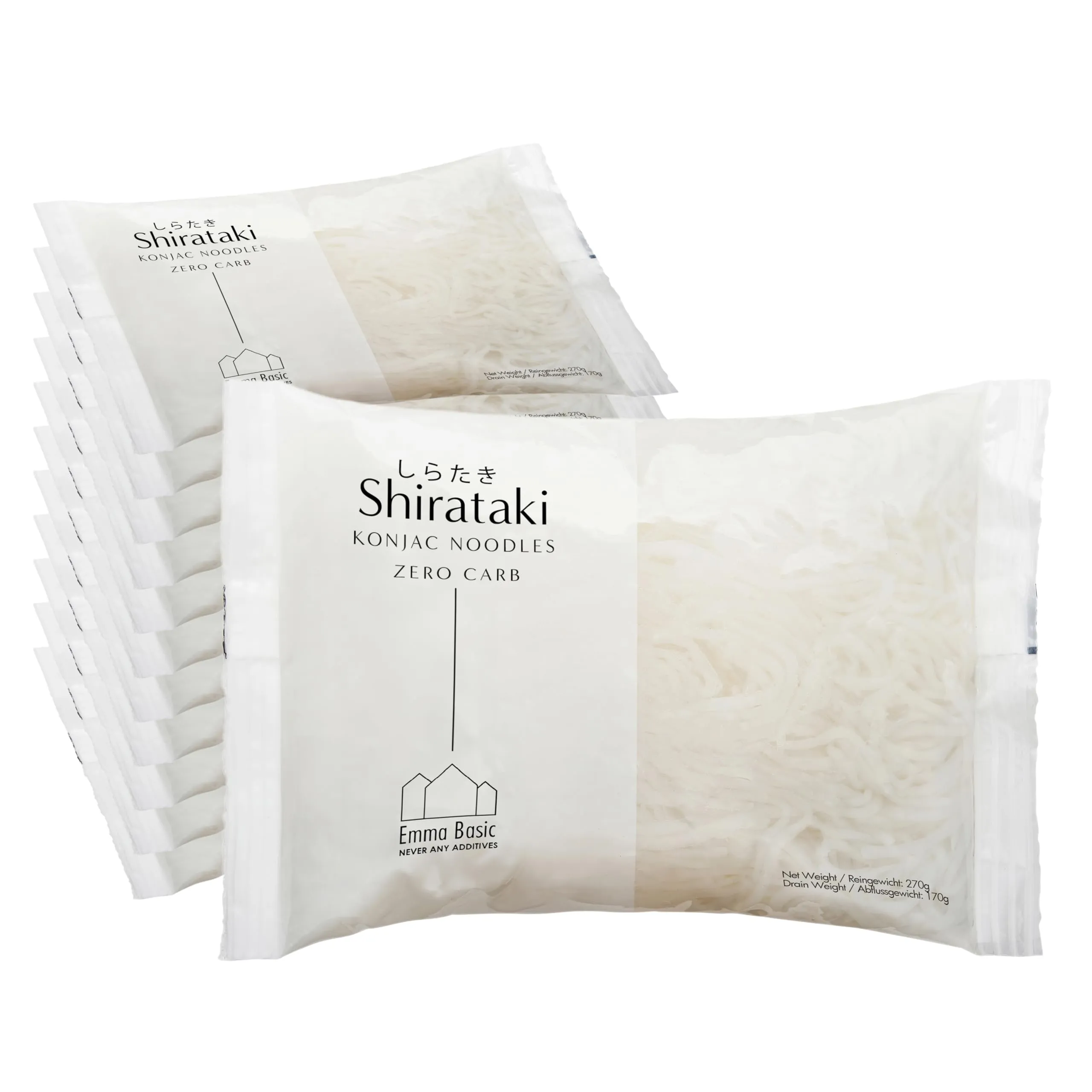 Emma Basic - Shirataki Konjac Noodles - 12 Confezioni da 270g - Vegan e Senza Glutine