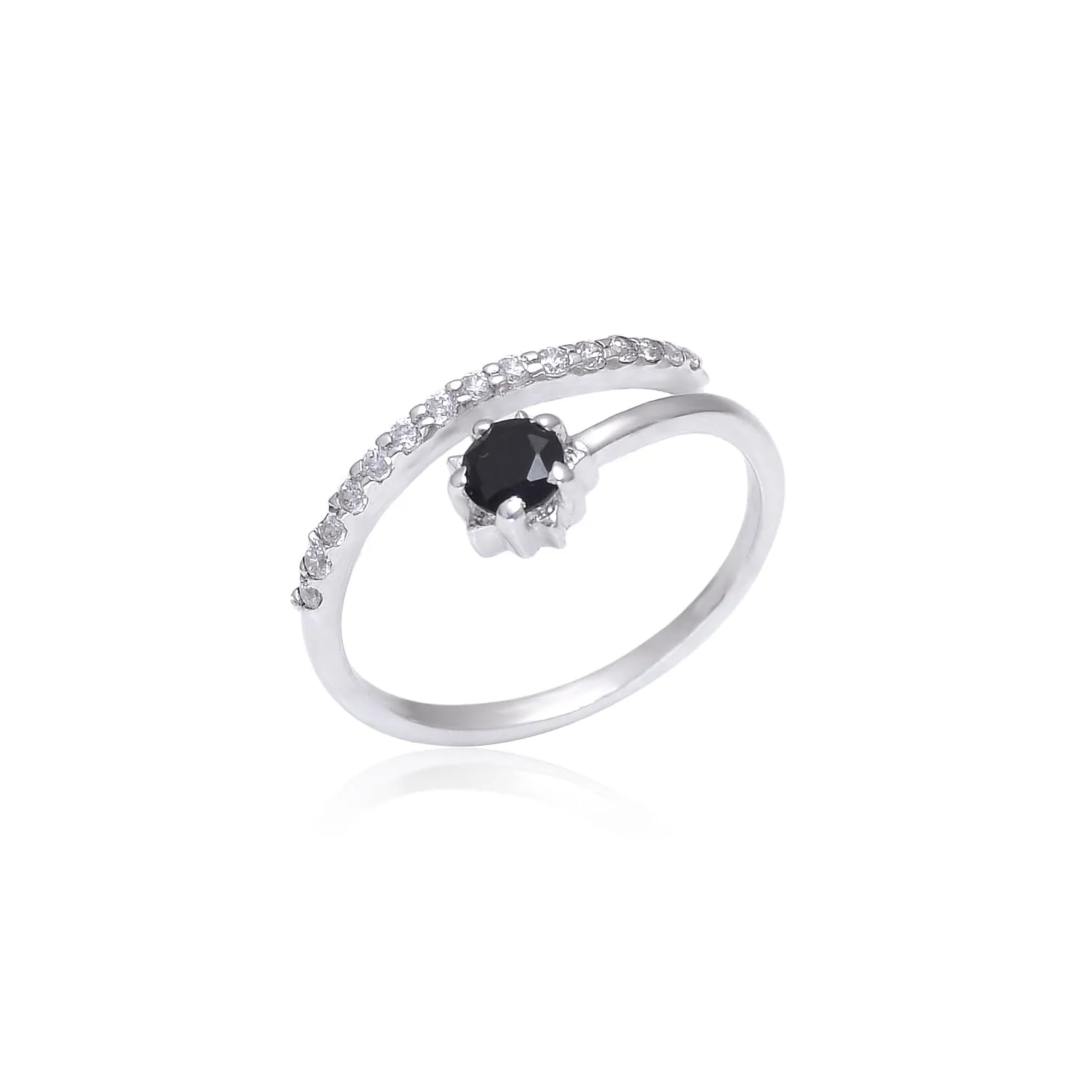 Anello in Onice Nero Naturale e Argento Sterling 925 ELAMMO